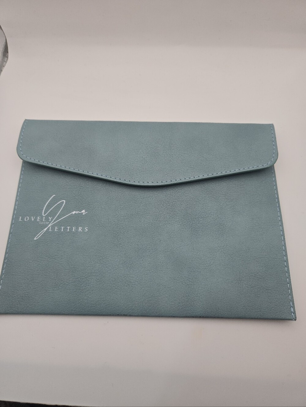 Lovely Little Letters Faux Leather 6x8 Document Sleeve Blue Magnetic Portfolio